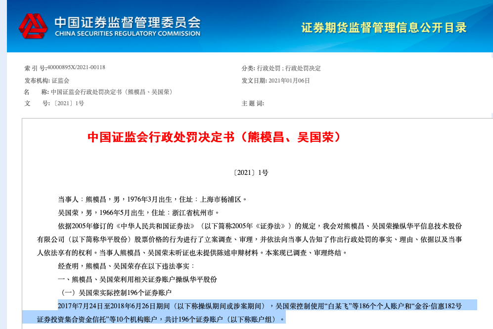 上市公司二股东违规配资！自然人操纵华平股份亏3.24亿领罚单