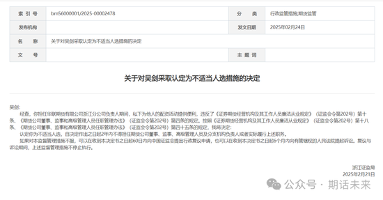 吴剑期货公司配资被罚_浙江证监局期货公司配资违规_在线期货配资