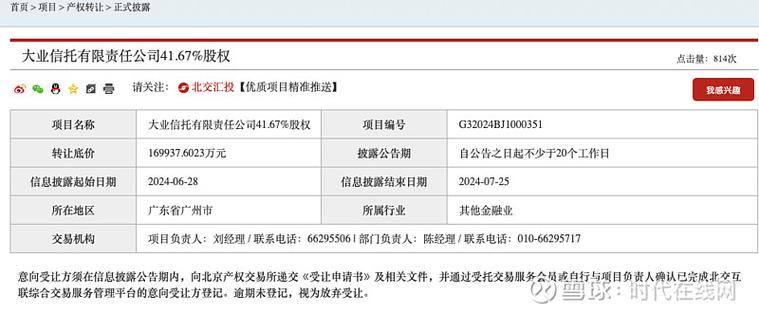 北京信托股权再变动：第二大股东拟清仓，15.32%股份挂牌转让
