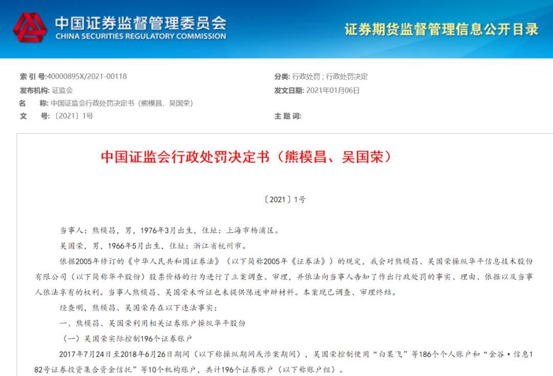最惨庄家！2散户操纵股价亏3.24亿遭证监会处罚